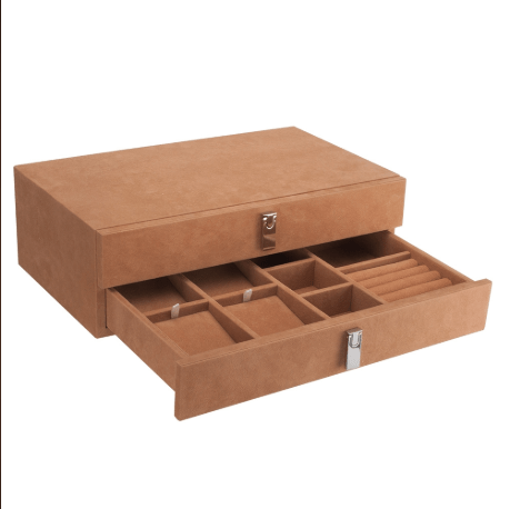 BARSKA Suede-Lined Jewelry Storage Drawer Set, Tan AF13318 - Home Supplies Mall