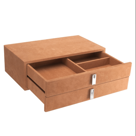 BARSKA Suede-Lined Jewelry Storage Drawer Set, Tan AF13318 - Home Supplies Mall