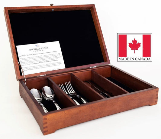 Solid Canadian MAPLE hardwood Flatware / 
Stainless Chest with 5 Divided 
Compartments.