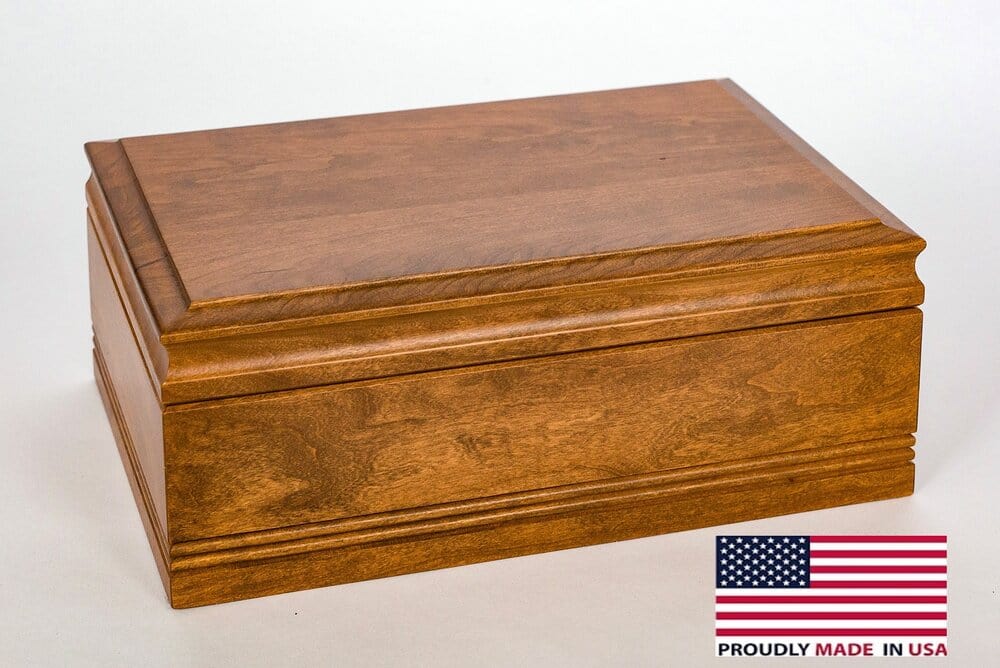 WoodTop Amish Cigar Humidor. Solid Maple 
with English WALNUT Finish, 75 Count Size.