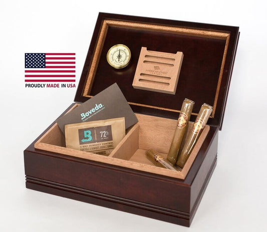 WoodTop Amish Cigar Humidor. Solid Maple 
with Rich MAHOGANY Finish, 75 Count Size.